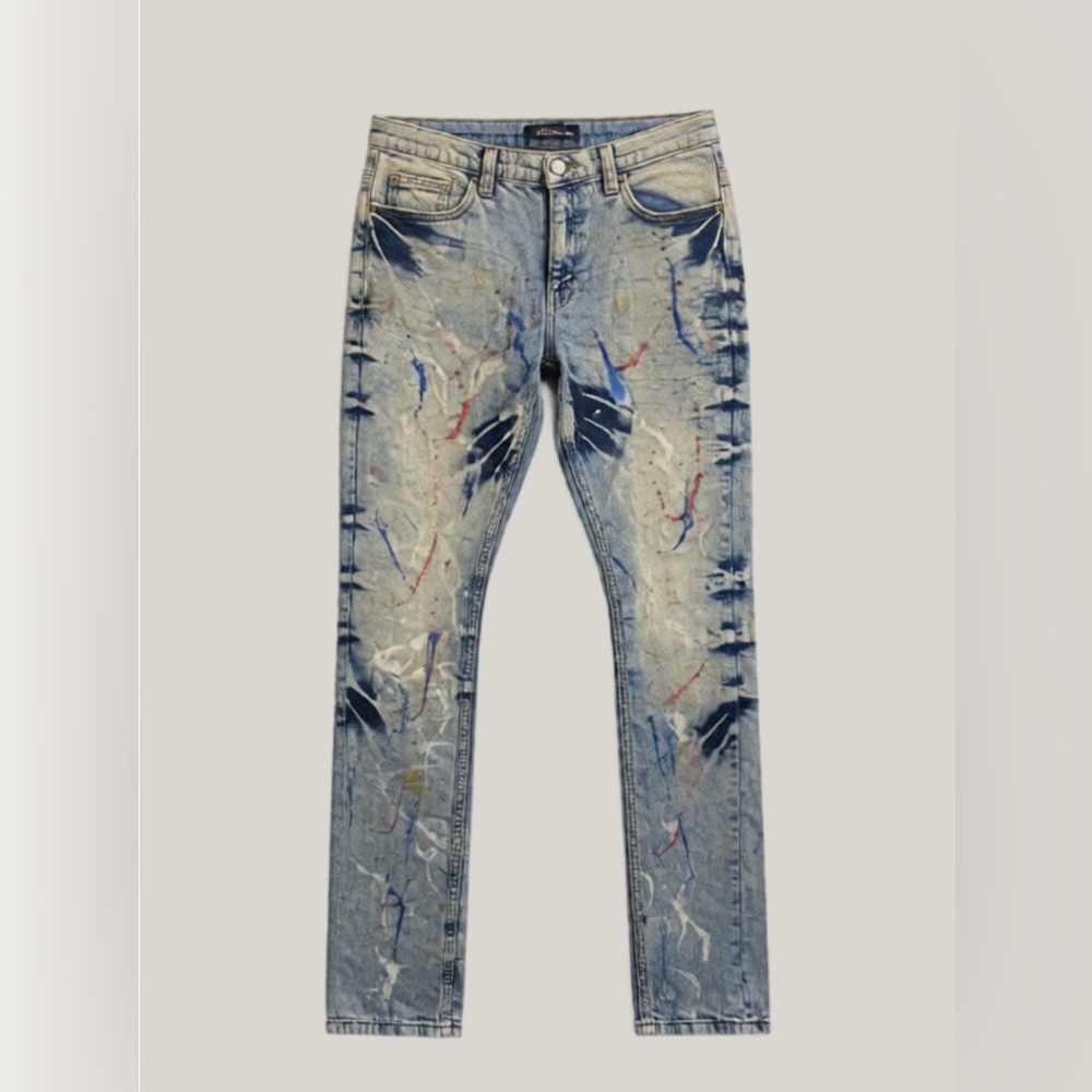 ReFuel 1989 Multi-Color Paint Splatter Skinny Jeans - Light Wash 30x32.5
